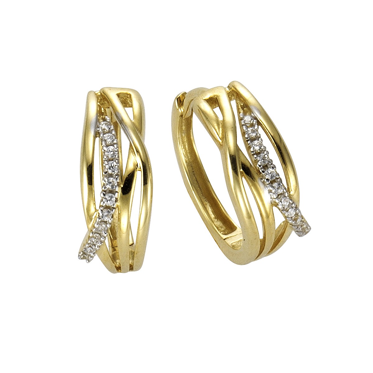 Hoop earrings 333 gold two-tone 15mm zirconia