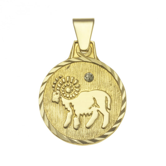 Pendant zodiac sign Aries 333/- gold 1.7cm crystal