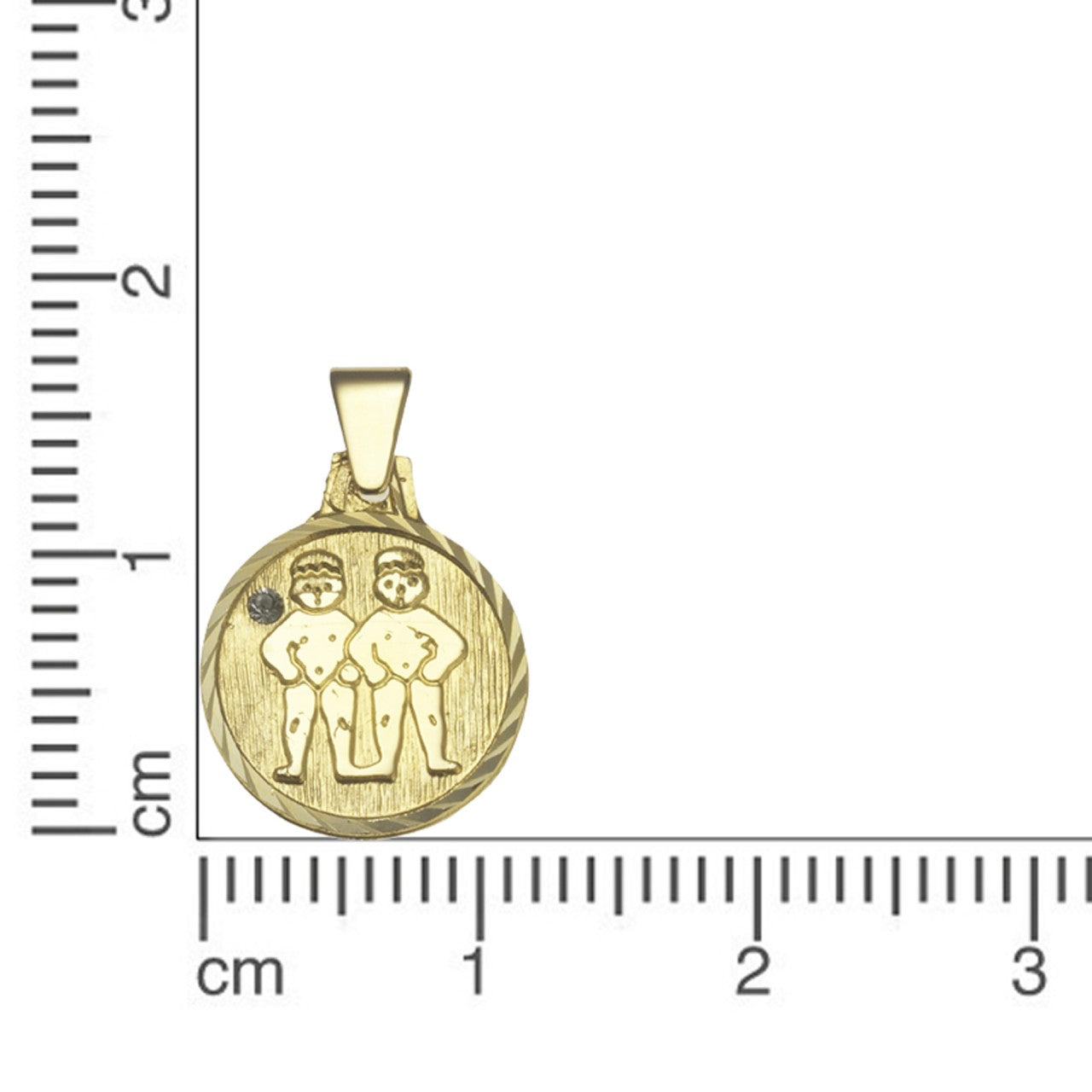 Pendant zodiac sign Gemini 333/- gold 1.7cm crystal