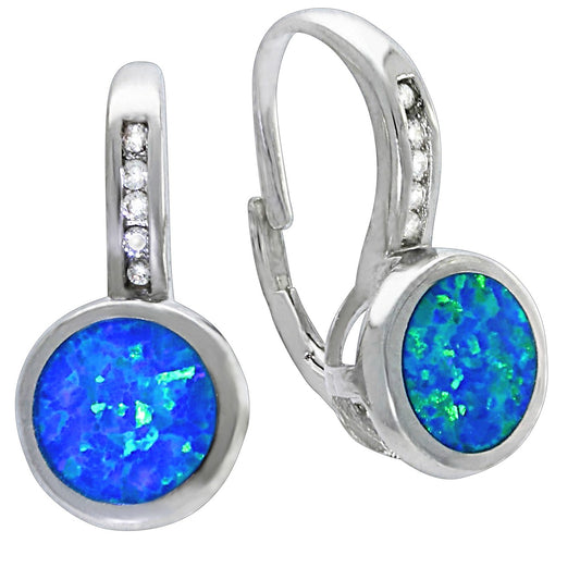 Ohrhänger 925/- Sterling Silber rhodiniert synth. Opal