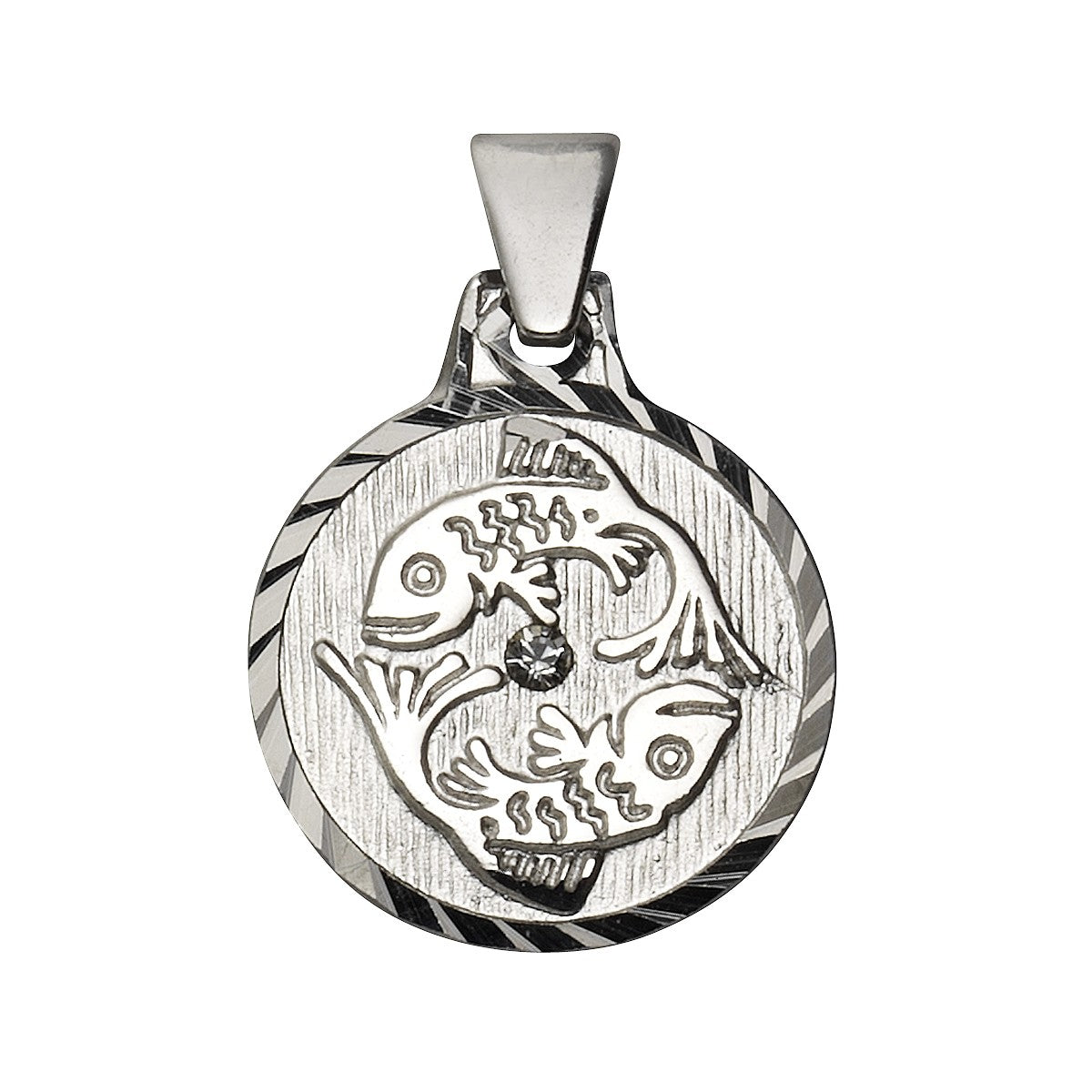Anhänger Fische 925/- Sterling Silber rhodiniert 1,7cm Kristall