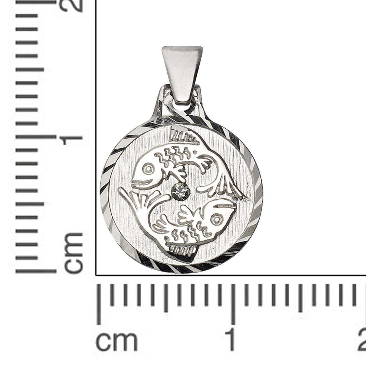 Anhänger Fische 925/- Sterling Silber rhodiniert 1,7cm Kristall
