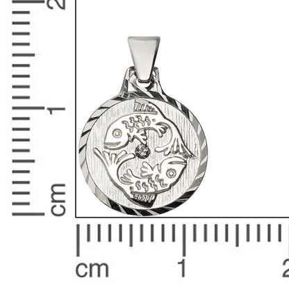 Anhänger Fische 925/- Sterling Silber rhodiniert 1,7cm Kristall