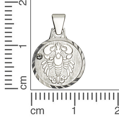Anhänger Krebs 925/- Sterling Silber rhodiniert 1,7cm Kristall