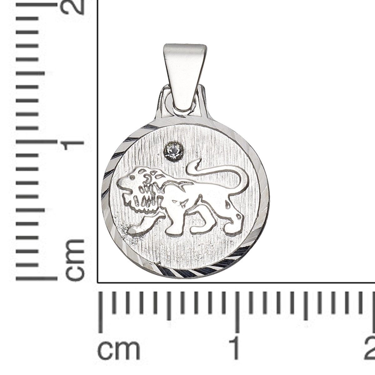Anhänger Löwe 925/- Sterling Silber rhodiniert 1,7cm Kristall