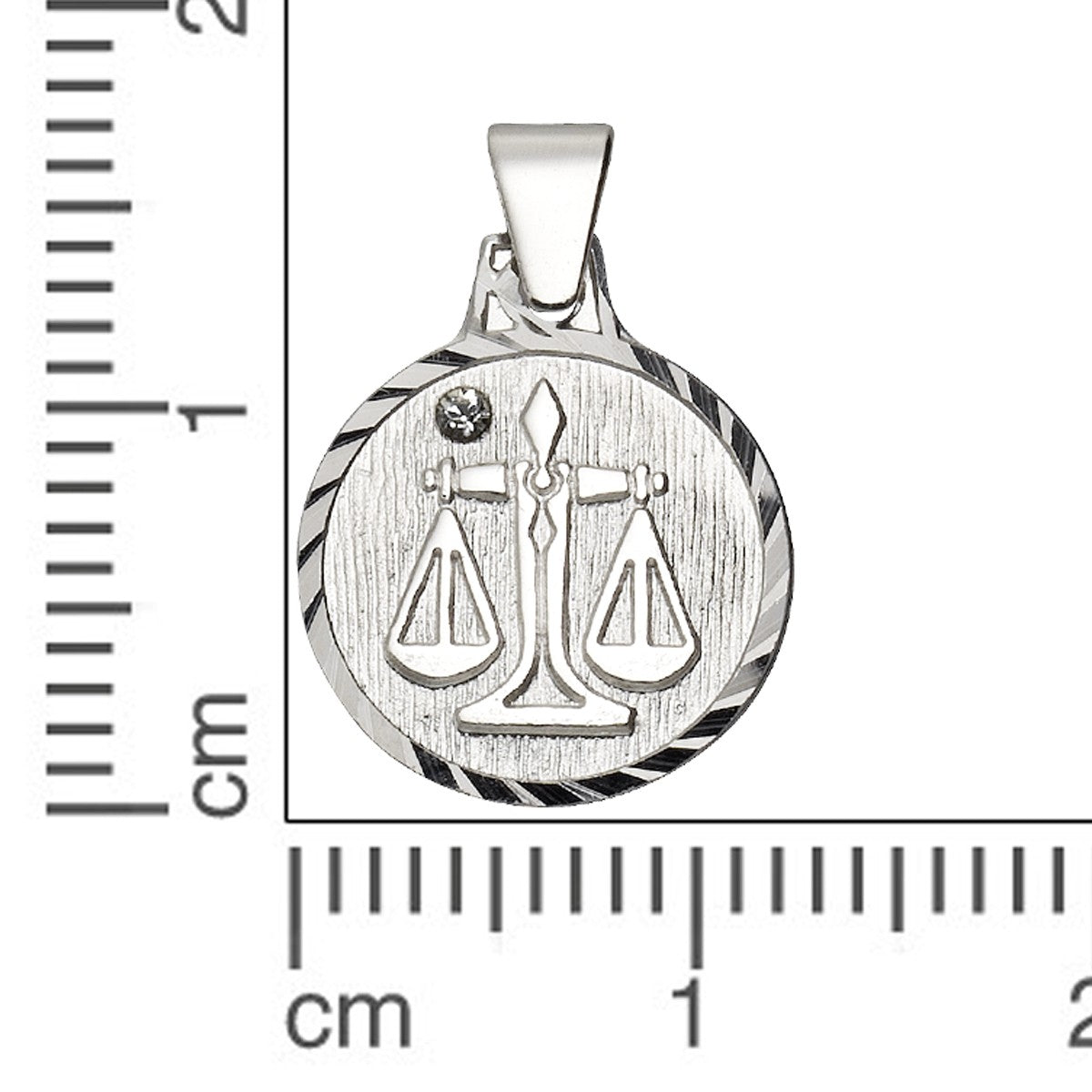 Anhänger Waage 925/- Sterling Silber rhodiniert 1,7cm Kristall
