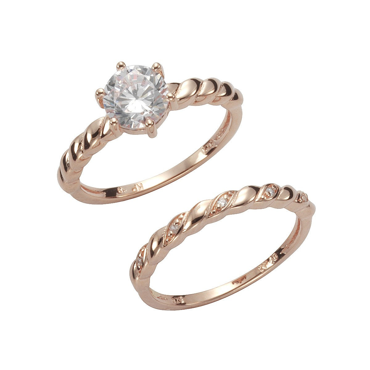 Ring Set 925 Silber rosé vergoldet Zirkonia weiß