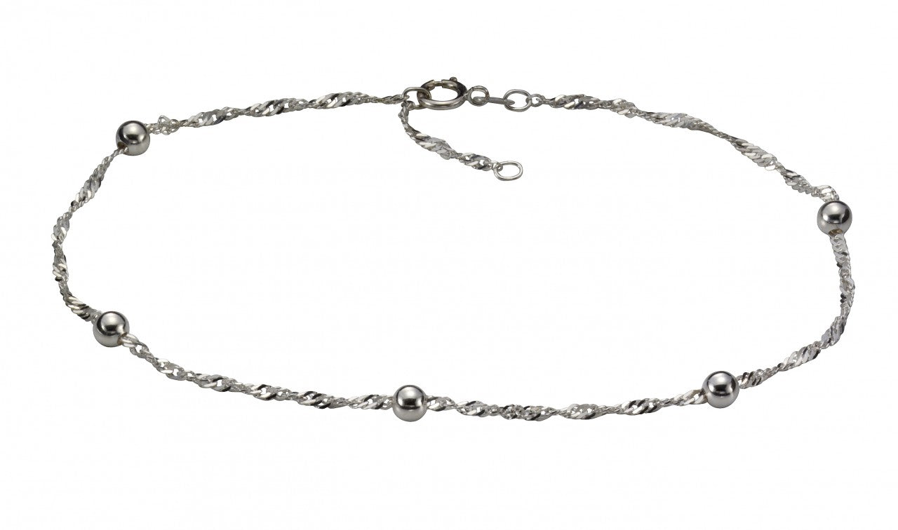 Fußkette 925 Silber mit Kugeln