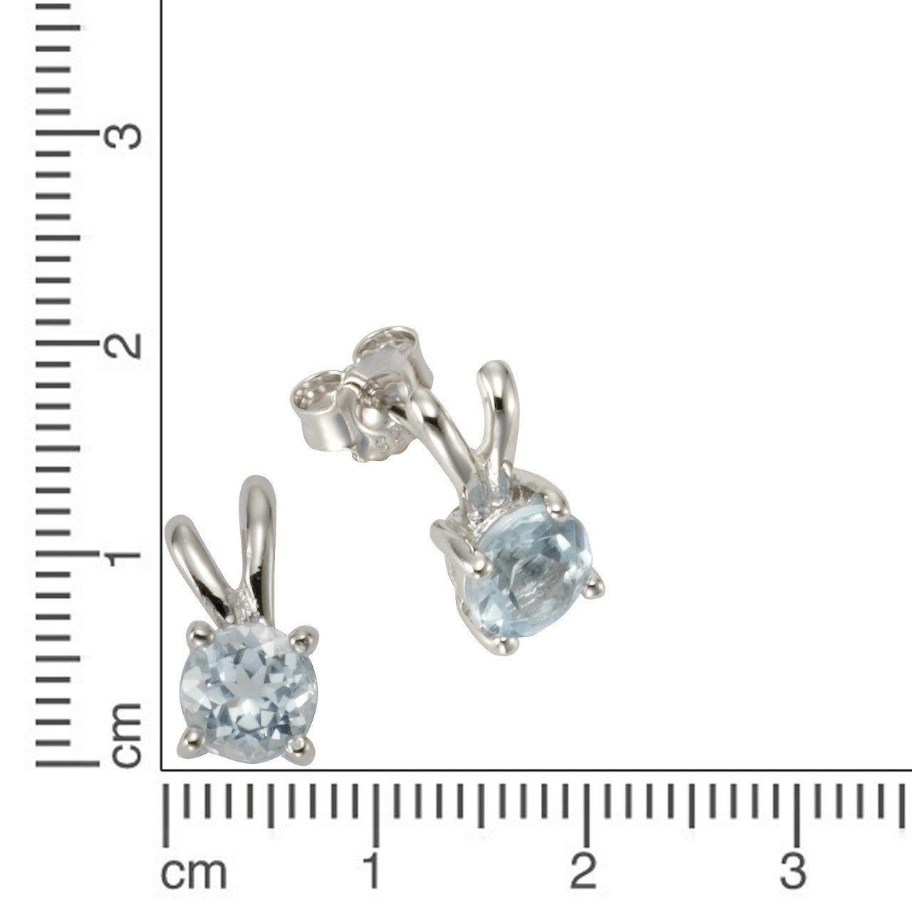 Ohrstecker 925/- Sterling Silber Blautopas beh. blau 1,25cm Glänzend