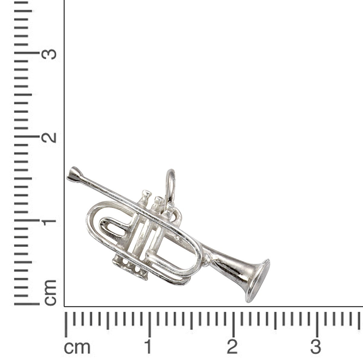 Anhänger 925/- Sterling Silber rhodiniert 2,4cm Trompete