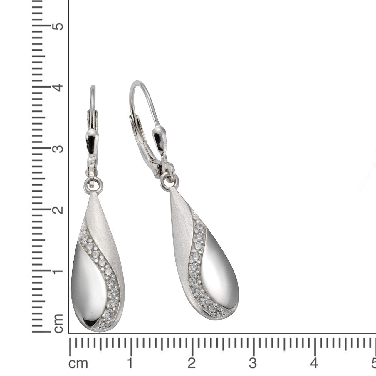 Ohrhänger 925/- Sterling Silber rhodiniert 3,8cm Zirkonia