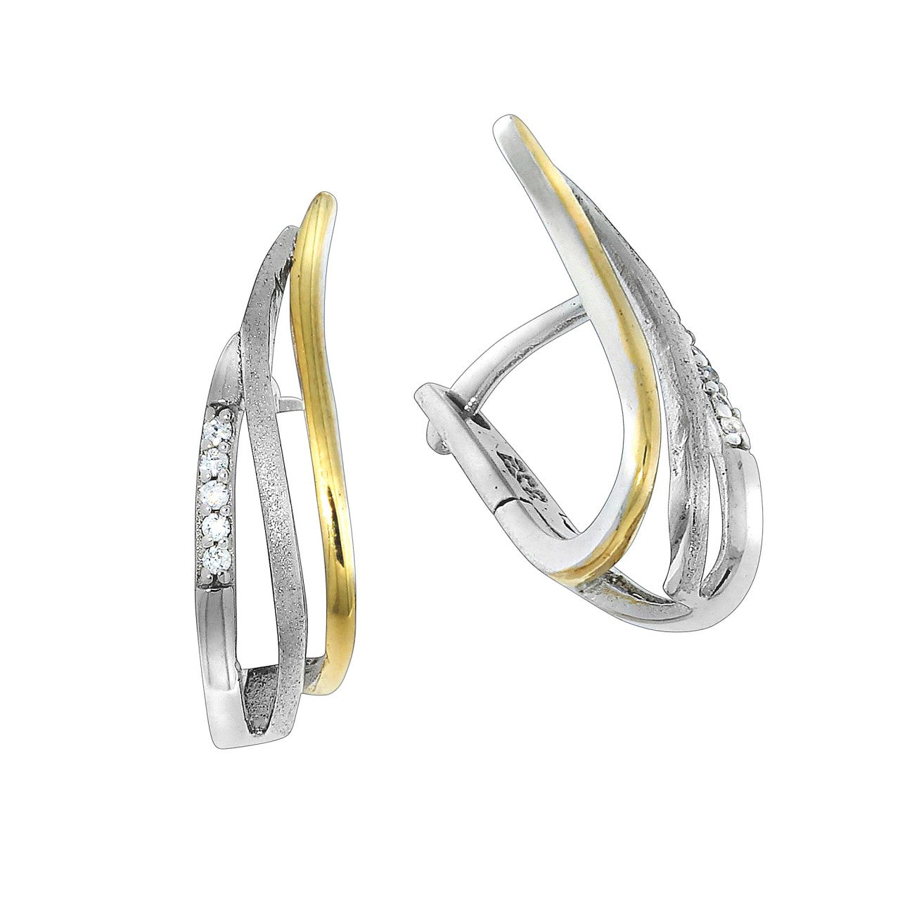 Klappcreolen 925 Silber bicolor Zirkonia