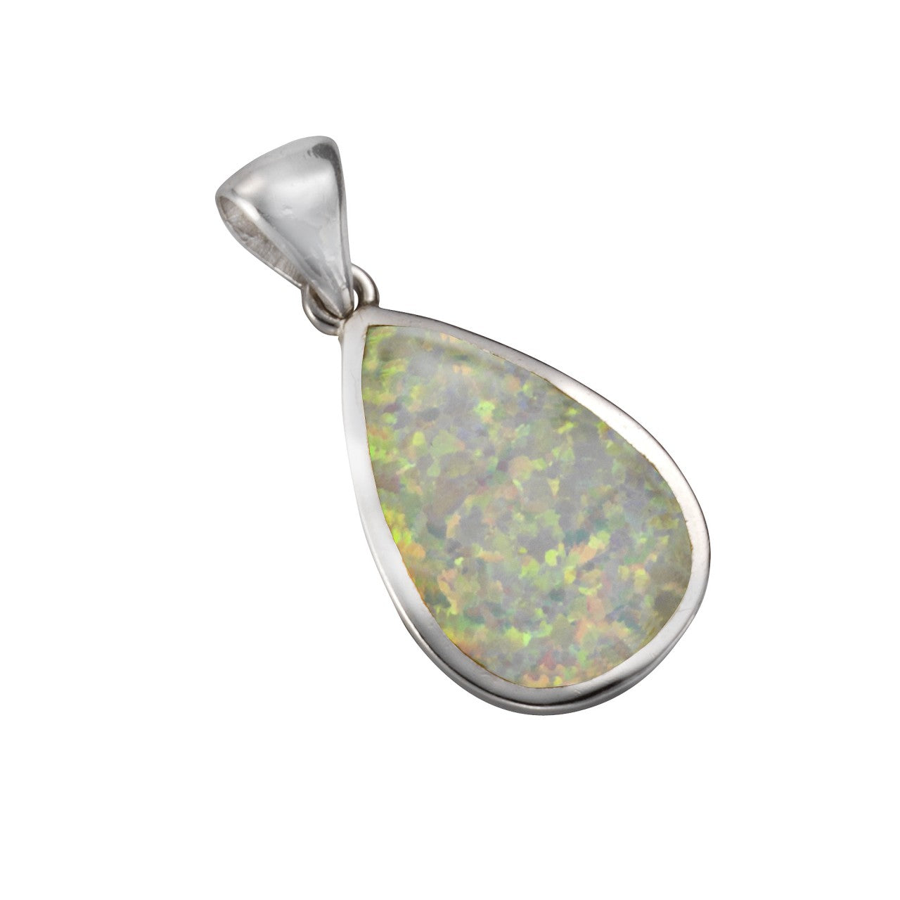 Anhänger 925/- Sterling Silber synth. Opal weiß