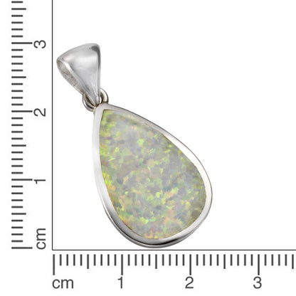 Anhänger 925/- Sterling Silber synth. Opal weiß