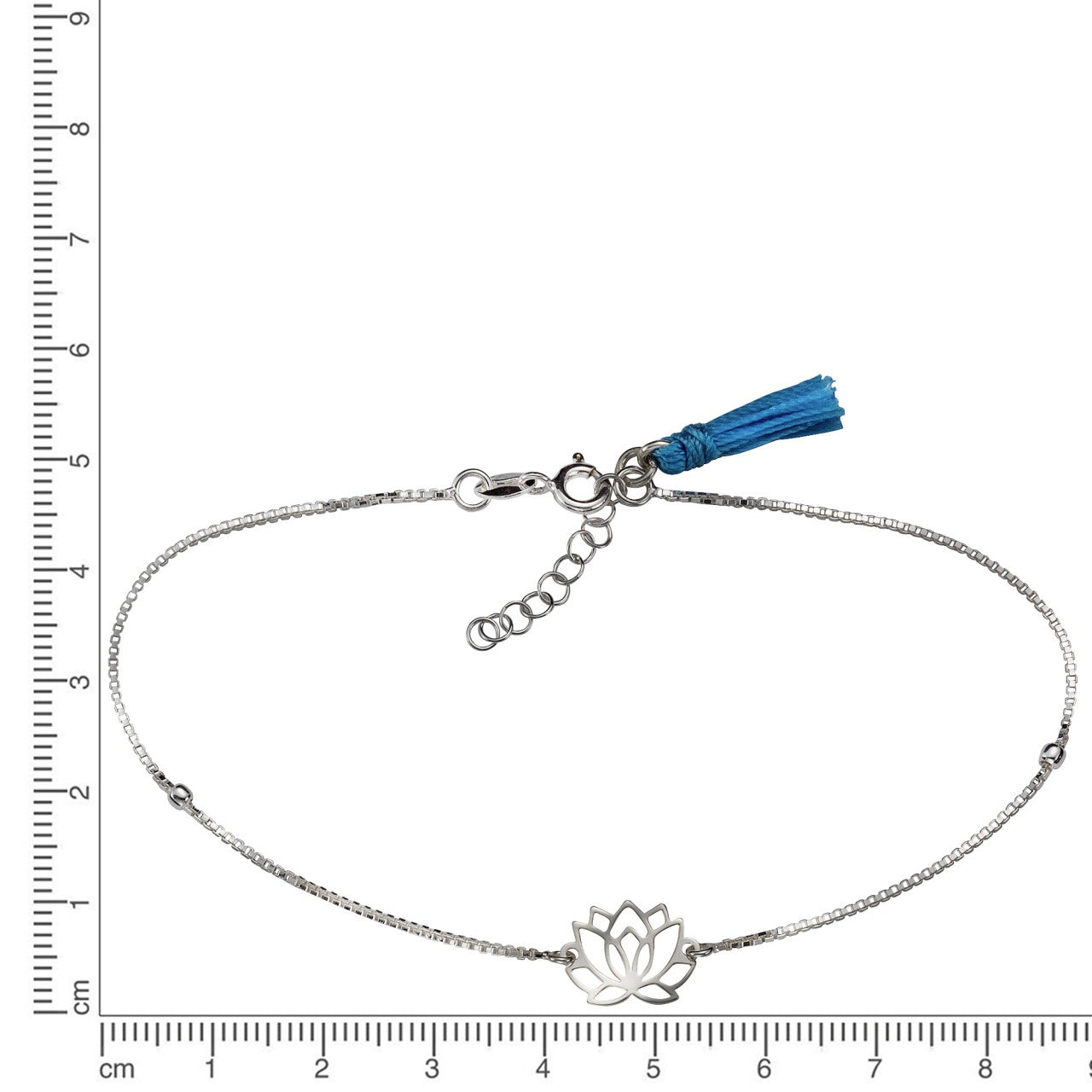 Fußkette 925 Silber Lotusblüte + Quaste