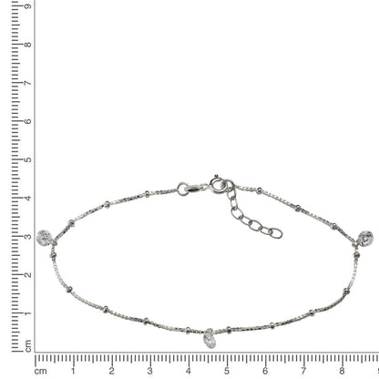 Fußkette 925 Silber rhodiniert Zirkonia weiß