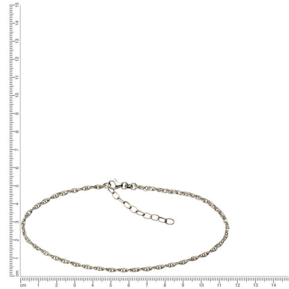 Fußkette 925 Silber rhodiniert Ankerkette