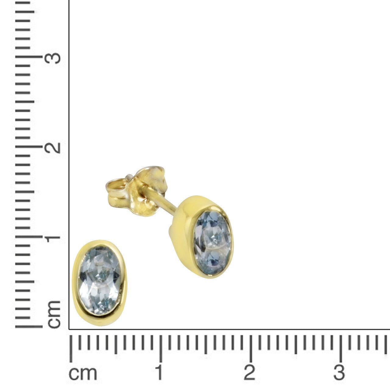 Stud earrings 333/- yellow gold with blue topaz (preserved)