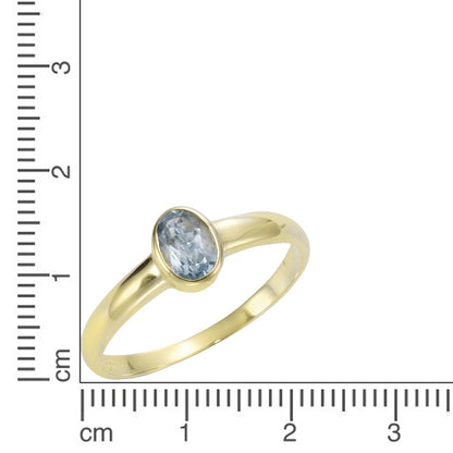 Ring 333/- yellow gold with blue topaz (cased)
