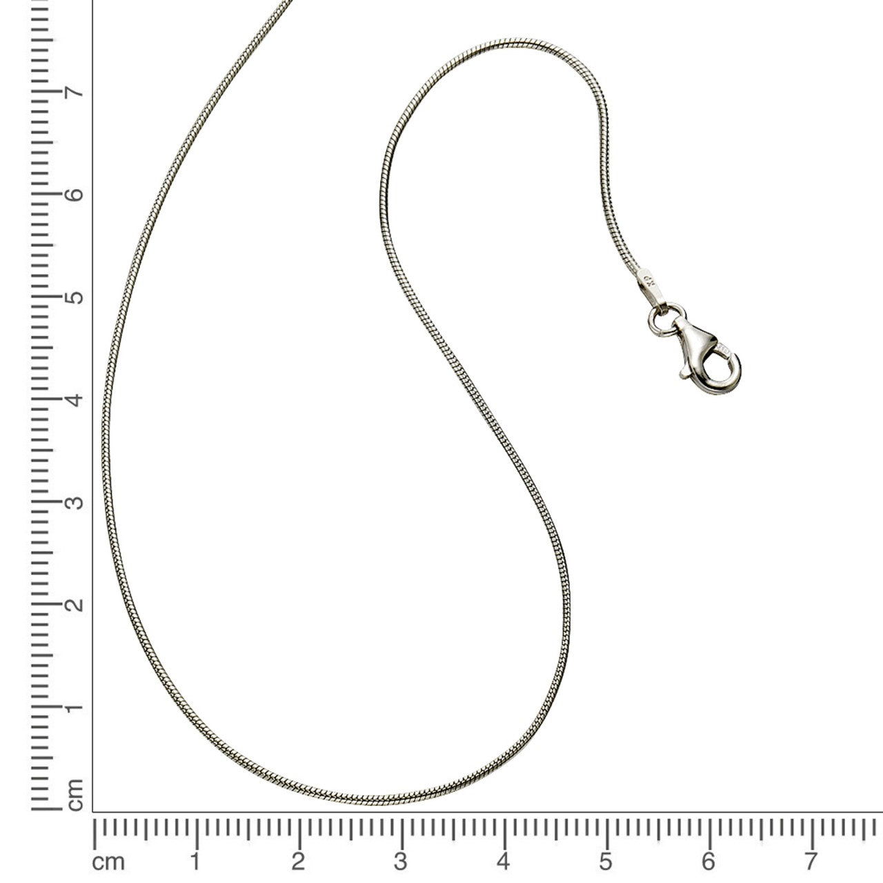 Collier Schlangenkette 925/- Sterling Silber rhodiniert 42 + 5 cm