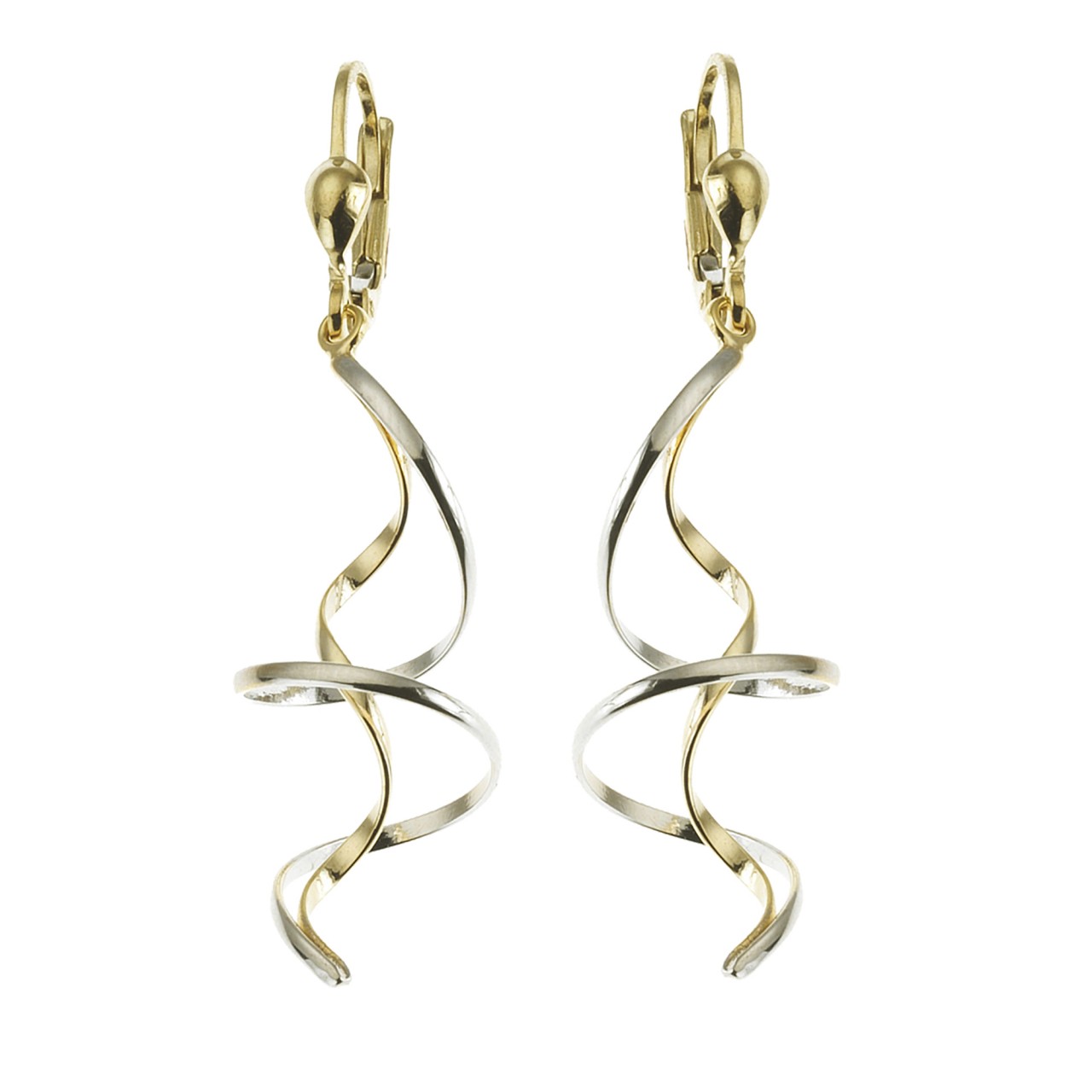 Earrings spiral 333 gold two-tone