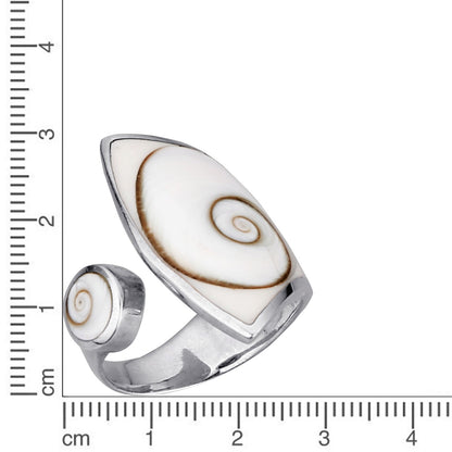 Ring 925 Silber mit Muschel weiß