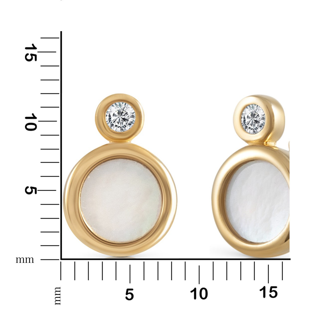 Ohrstecker 925 Silber vergoldet Perlmutt Zirkonia