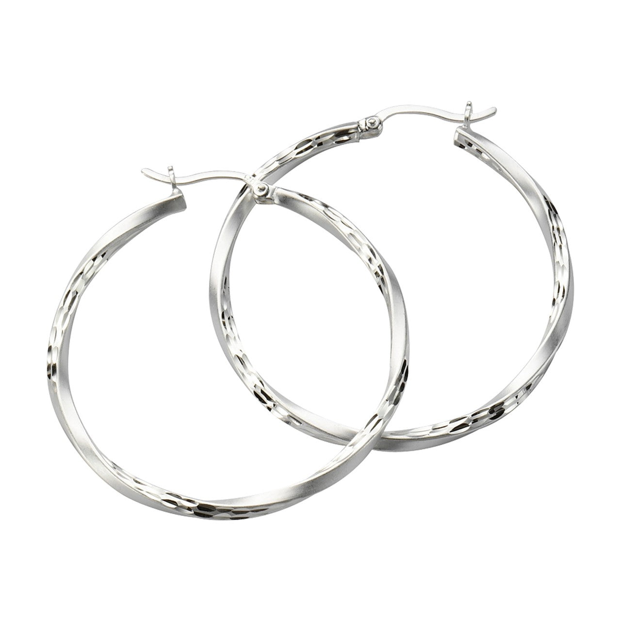 Hoop earrings 925 silver rhodium-plated 4.0cm