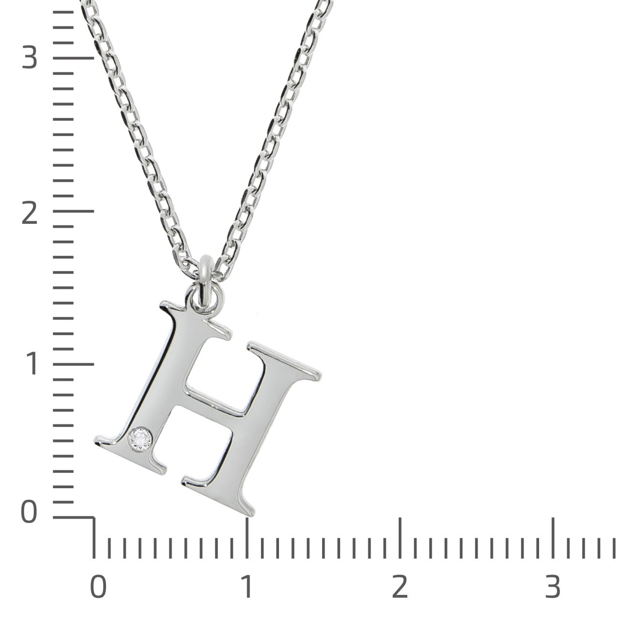 925/- Sterling Silver Diamond 0.008ct. Letter H