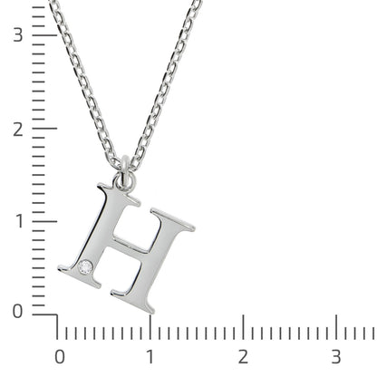 925/- Sterling Silver Diamond 0.008ct. Letter H