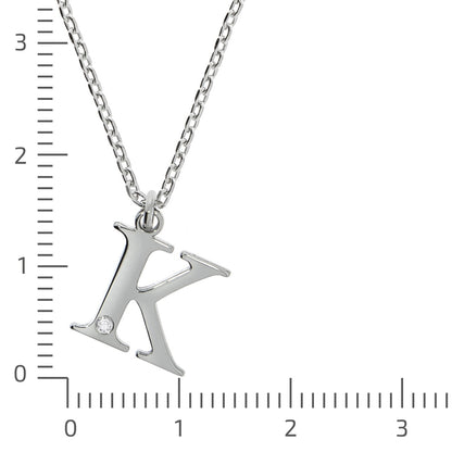 925/- Sterling Silver Diamond 0.008ct. Letter K