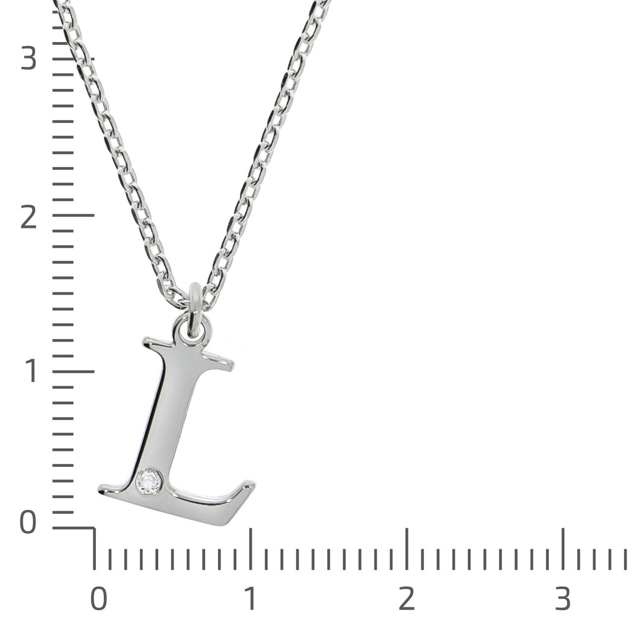 925/- Sterling Silver Diamond 0.008ct. Letter L