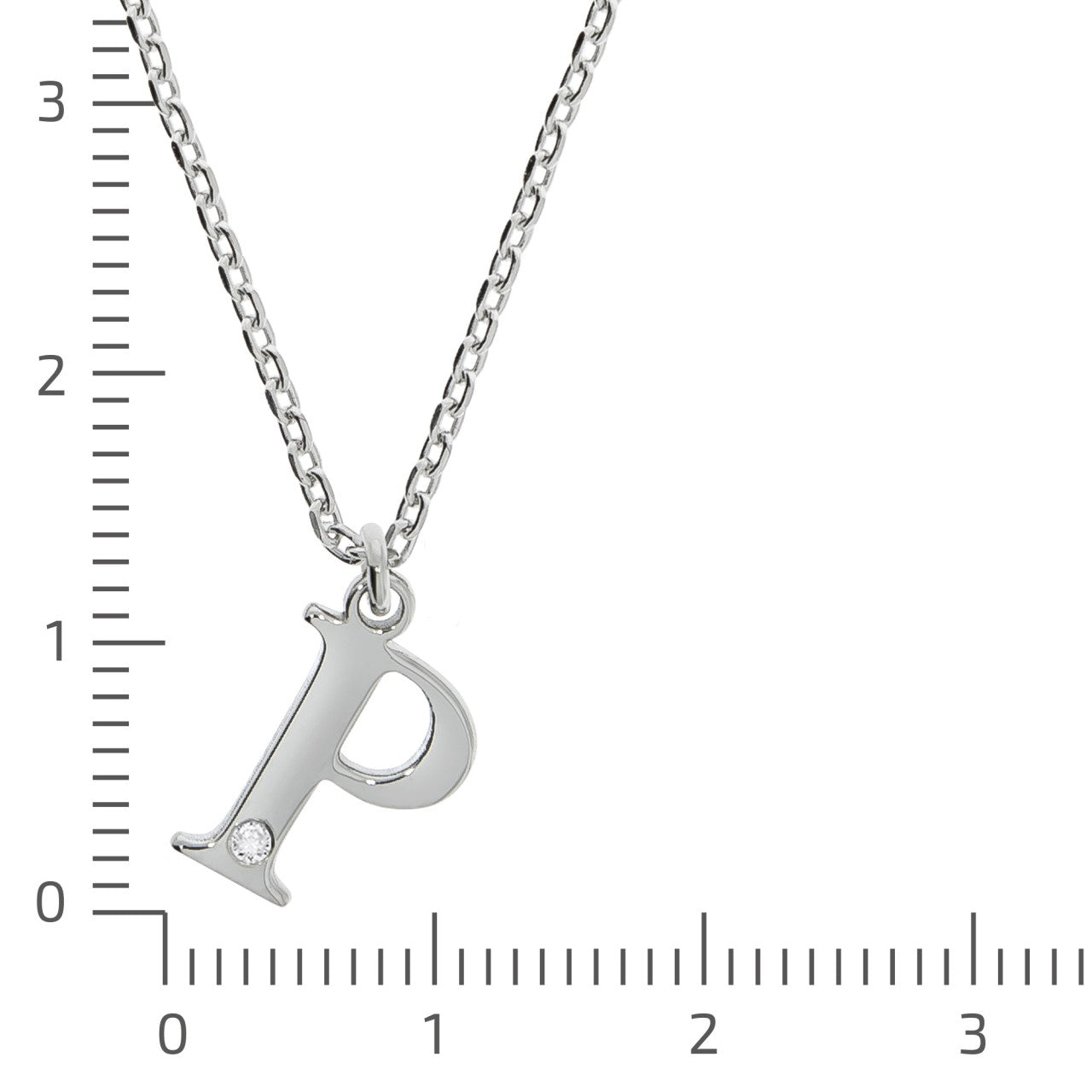 925/- Sterling Silver Diamond 0.008ct. Letter P
