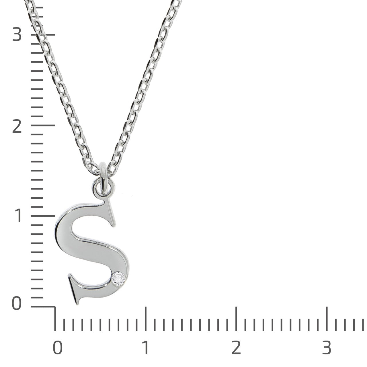 925/- Sterling Silver Diamond 0.008ct. Letter S
