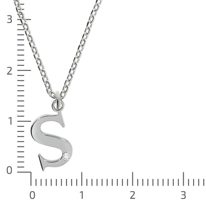 925/- Sterling Silver Diamond 0.008ct. Letter S