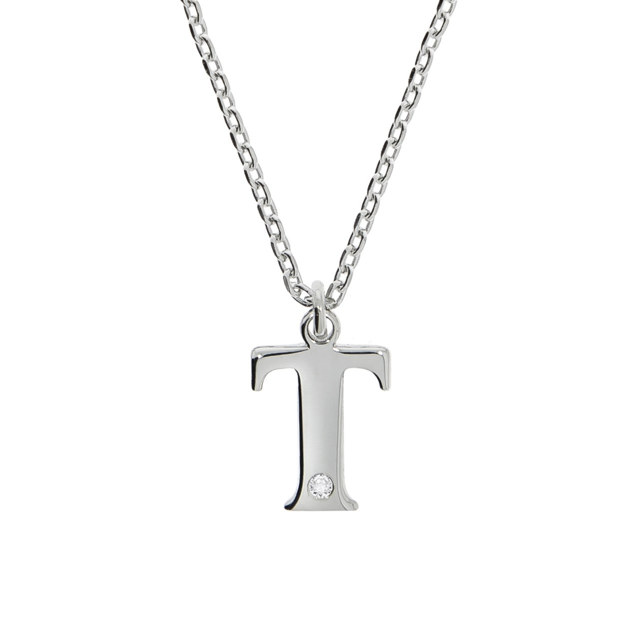 925/- Sterling Silver Diamond 0.008ct. Letter T