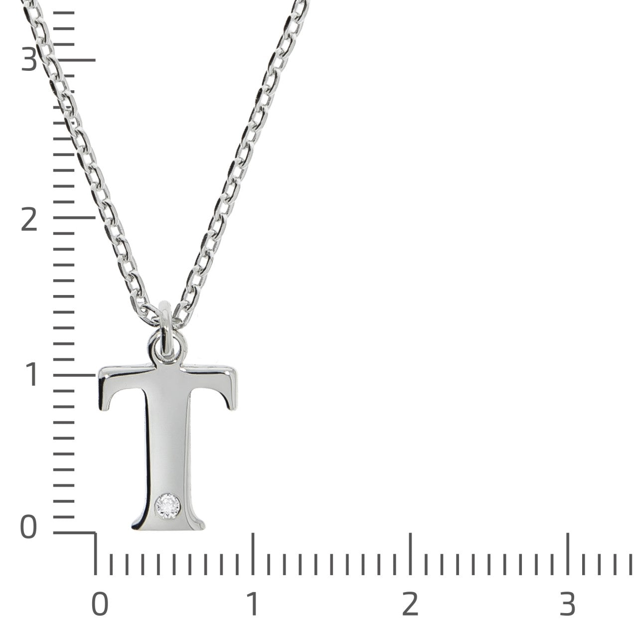 925/- Sterling Silver Diamond 0.008ct. Letter T