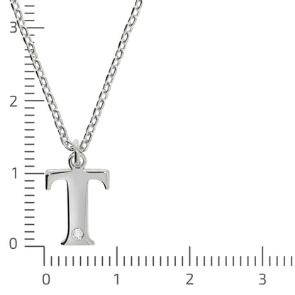 925/- Sterling Silver Diamond 0.008ct. Letter T