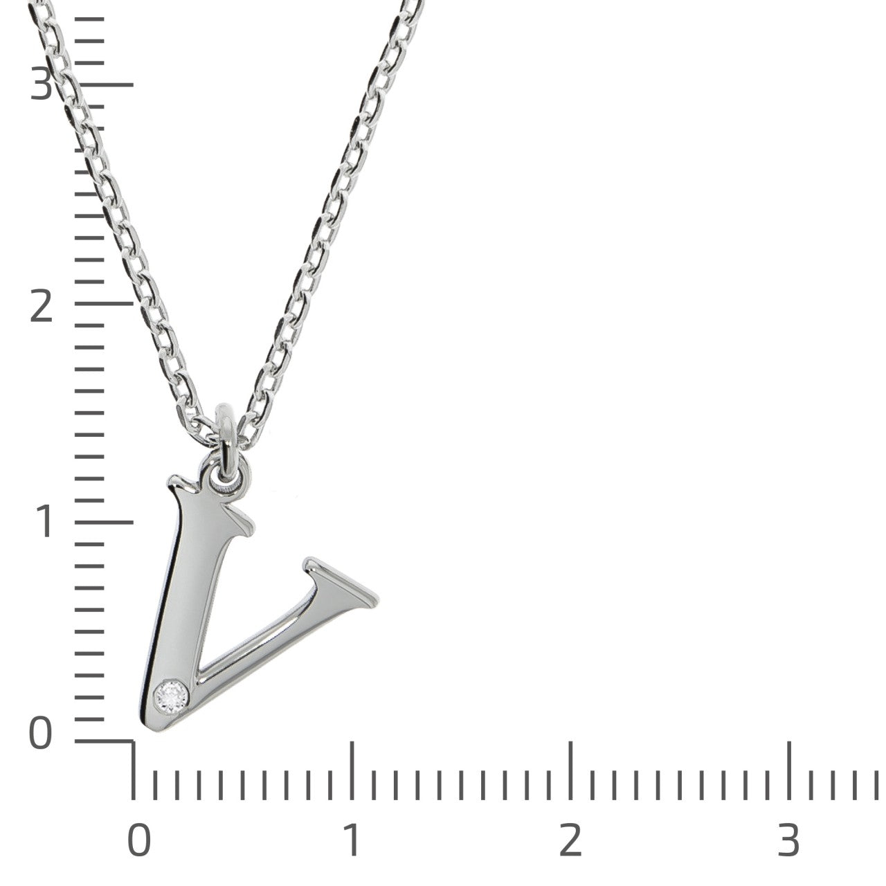925/- Sterling Silver Diamond 0.008ct. Letter V