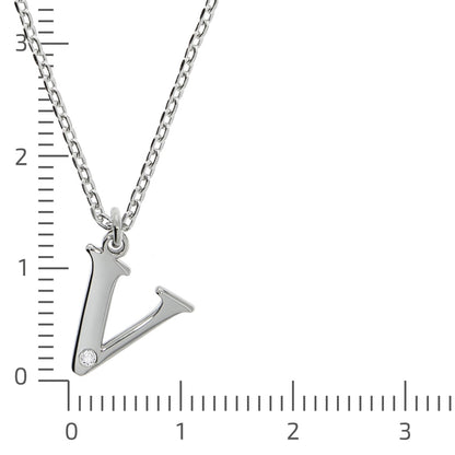 925/- Sterling Silver Diamond 0.008ct. Letter V