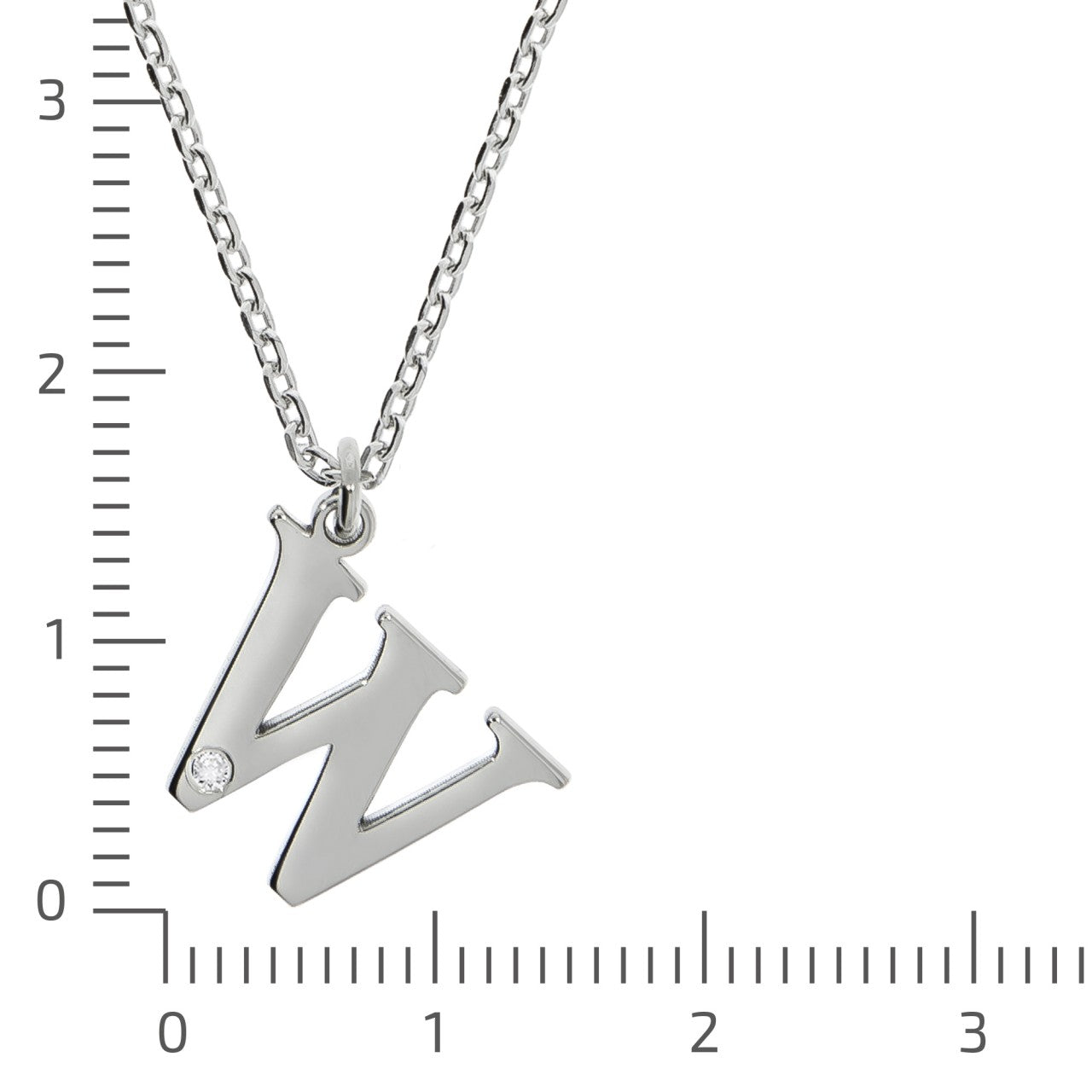 925/- Sterling Silver Diamond 0.008ct. Letter W