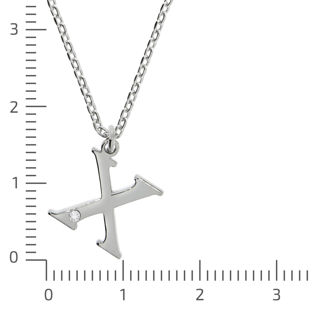925/- Sterling Silver Diamond 0.008ct. Letter X