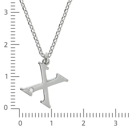 925/- Sterling Silver Diamond 0.008ct. Letter X