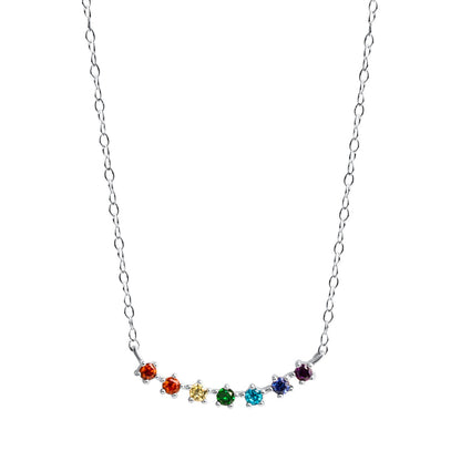 Collier 925/- Sterling Silber rhodiniert Zirkonia multi