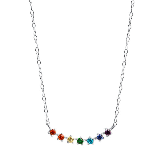 Collier 925/- Sterling Silber rhodiniert Zirkonia multi