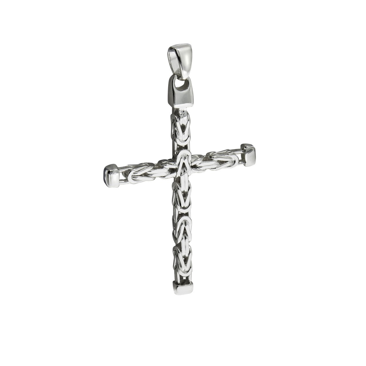 925 silver cross byzantine chain polished
