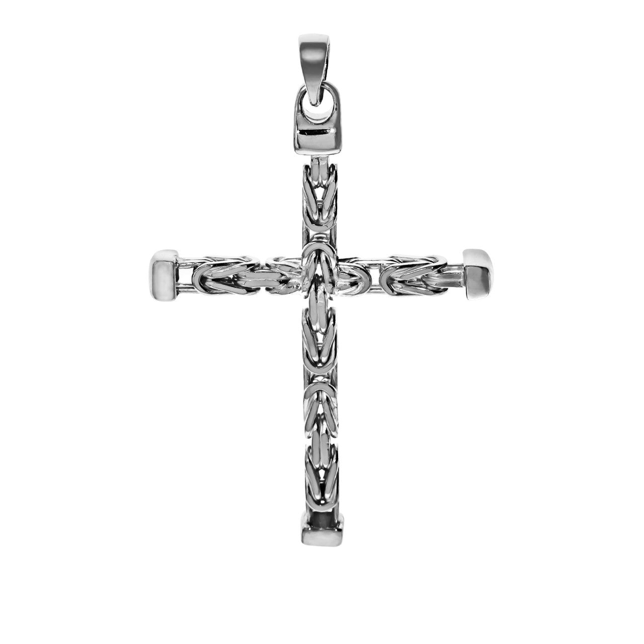 925 silver cross byzantine chain polished
