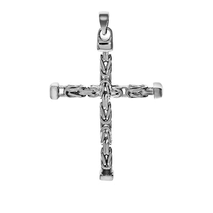 925 silver cross byzantine chain polished