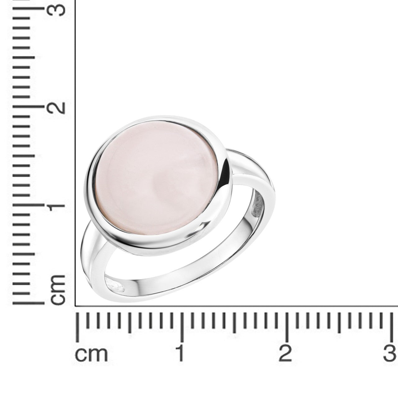 Ring 925/- Sterling silver rose quartz pink rhodium plated