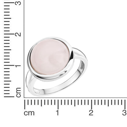 Ring 925/- Sterling silver rose quartz pink rhodium plated